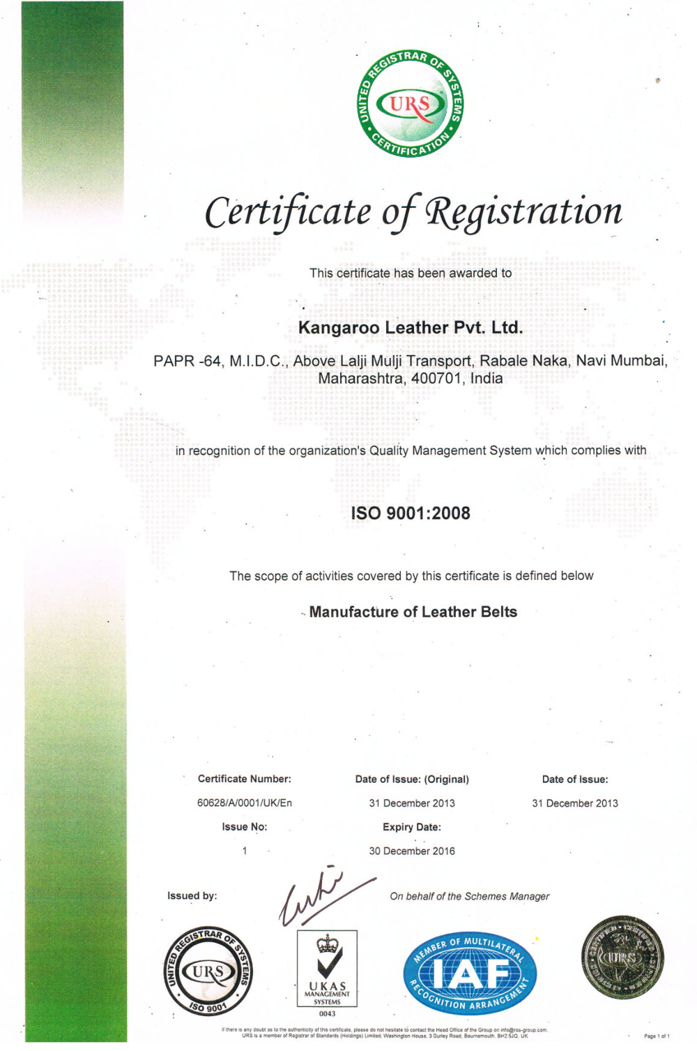 ISO Certificate